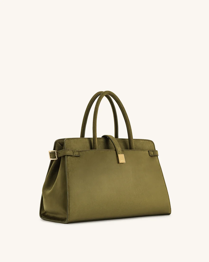Saige Faux Suede Tote Bag - Olive Green