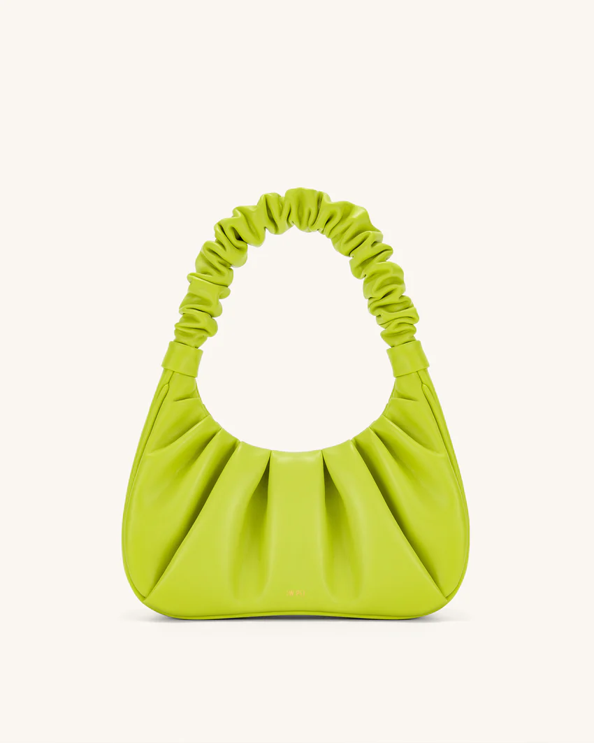 Gabbi Ruched Hobo Handbag - Cyber Lime