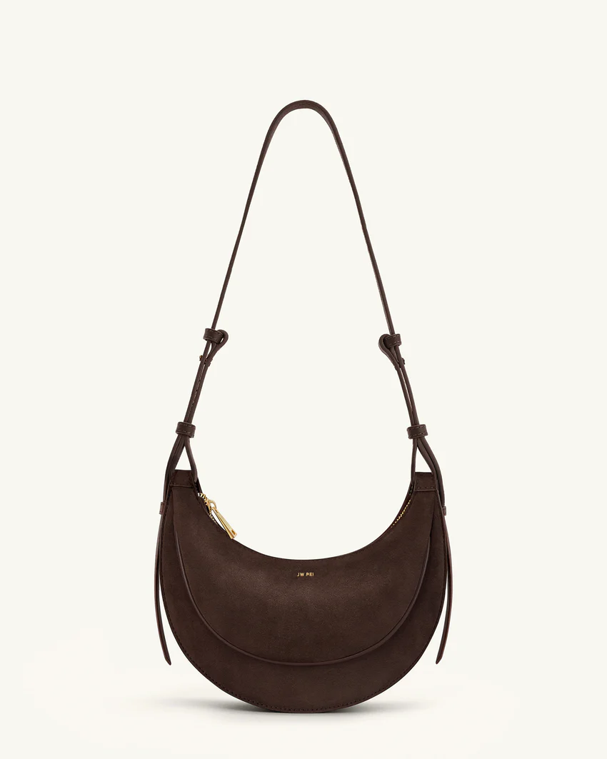 Sharon Faux Suede Crossbody Bag - Coffee Brown
