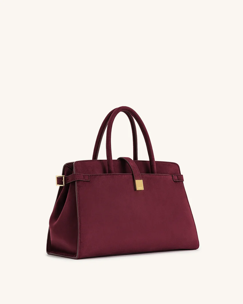 Saige Faux Suede Tote Bag - Burgundy