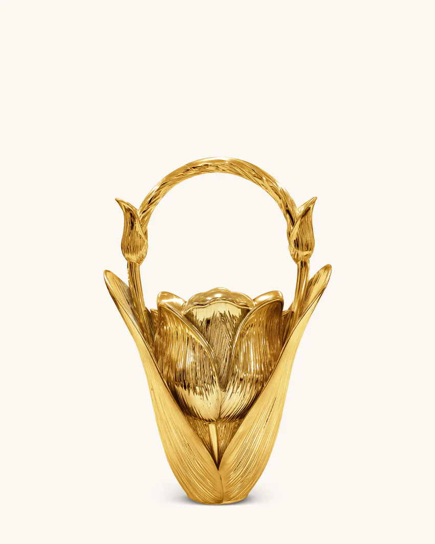Ella Tulip Vase Top Handle Bag - Gold