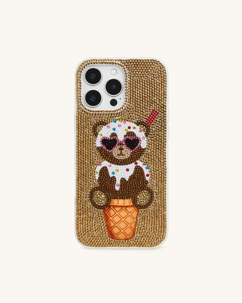 Bear Ice Cream Cone Phone Case - Gold