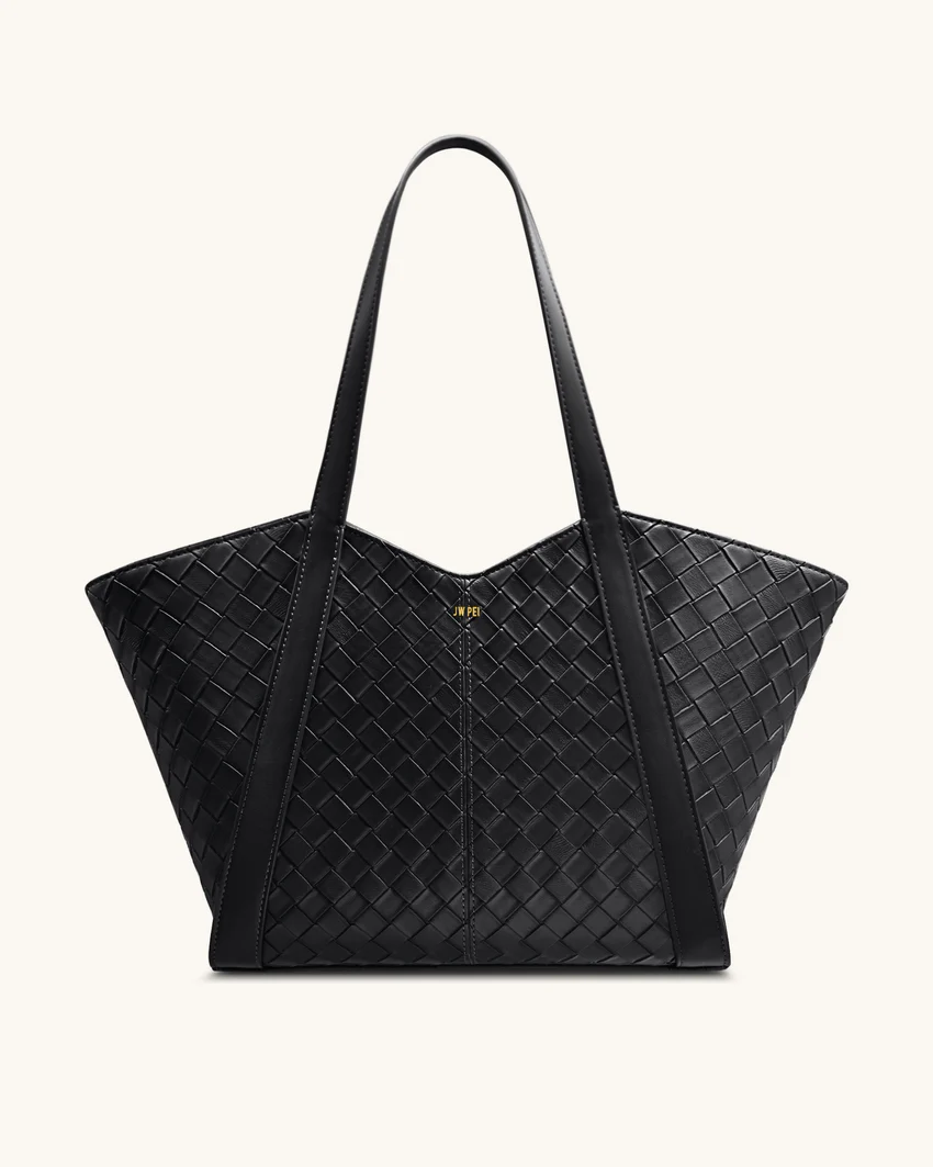 Kiana Large Capacity Weave Texture Tote Bag - Black