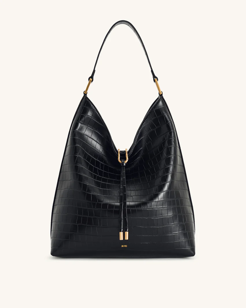 Aria Shoulder Bag - Black Croc