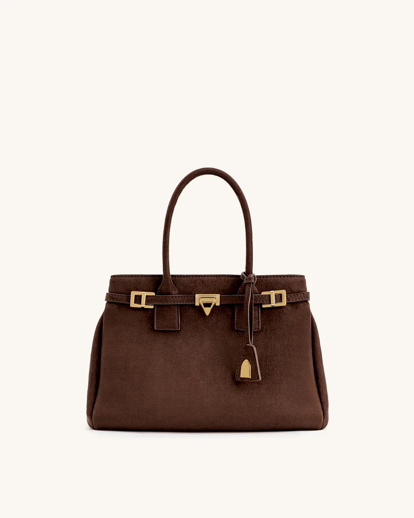 Miley Belt Embellished Tote Bag - Brown