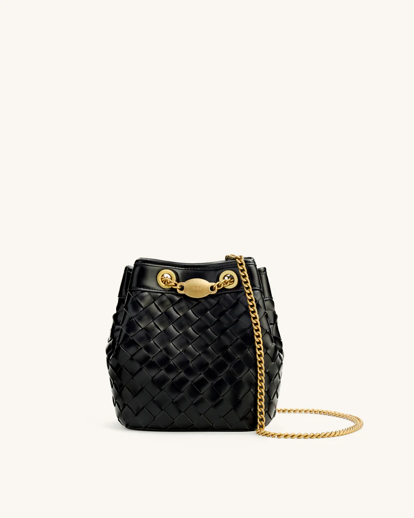 Yara Hand-Woven Bucket Bag - Black