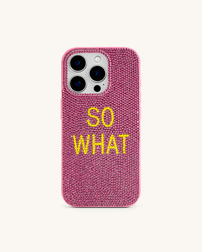 So What Rhinestone Phone Case - Pink
