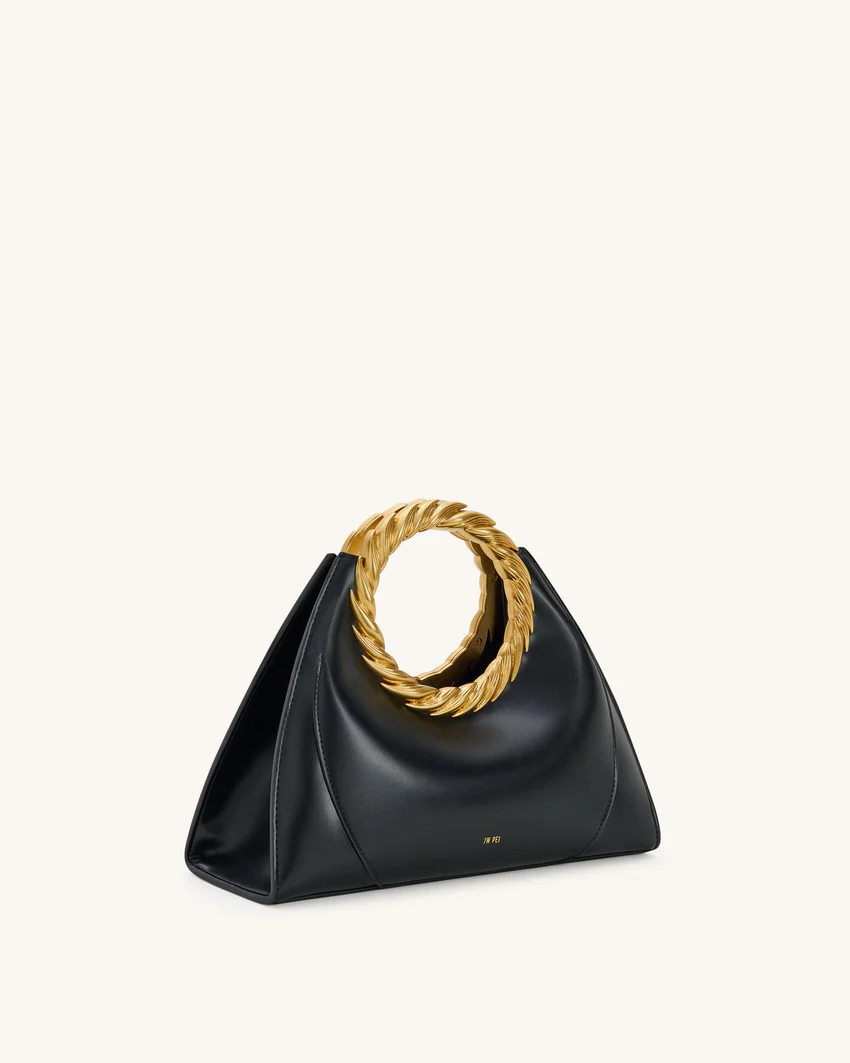 Amiya Leaf Handle Sculpture Bag - Black