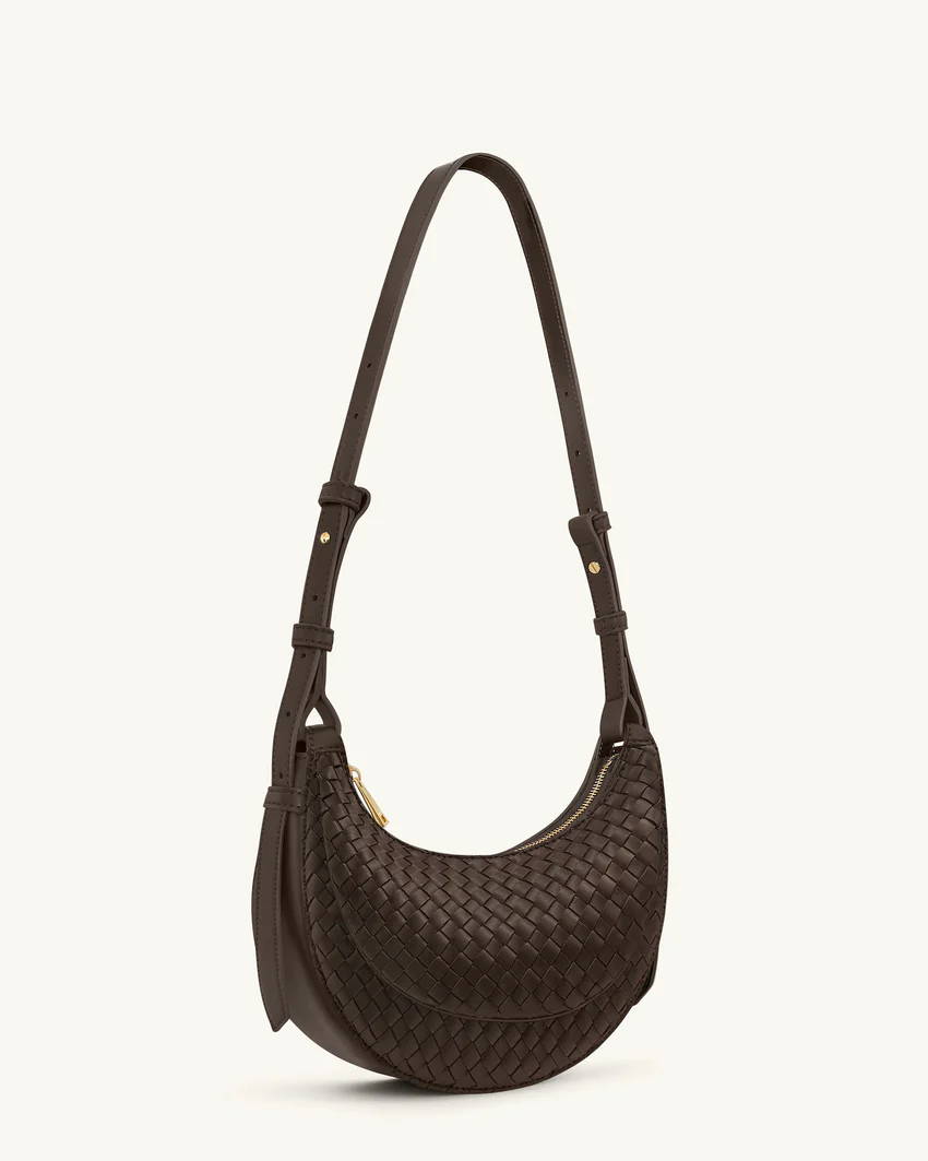 Sharon Woven Crossbody Bag - Coffee Brown
