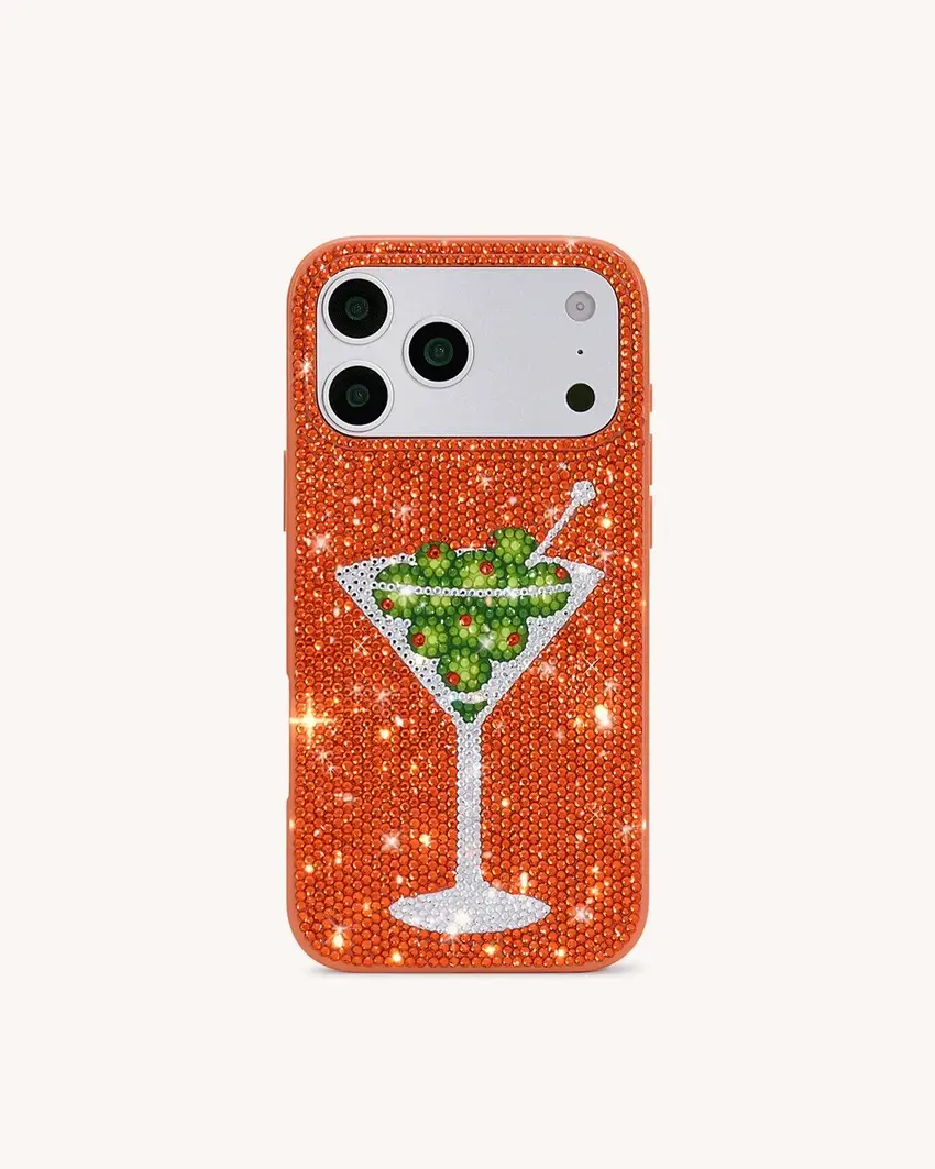 Olive Martini Artificial Crystal Phone Case - Orange
