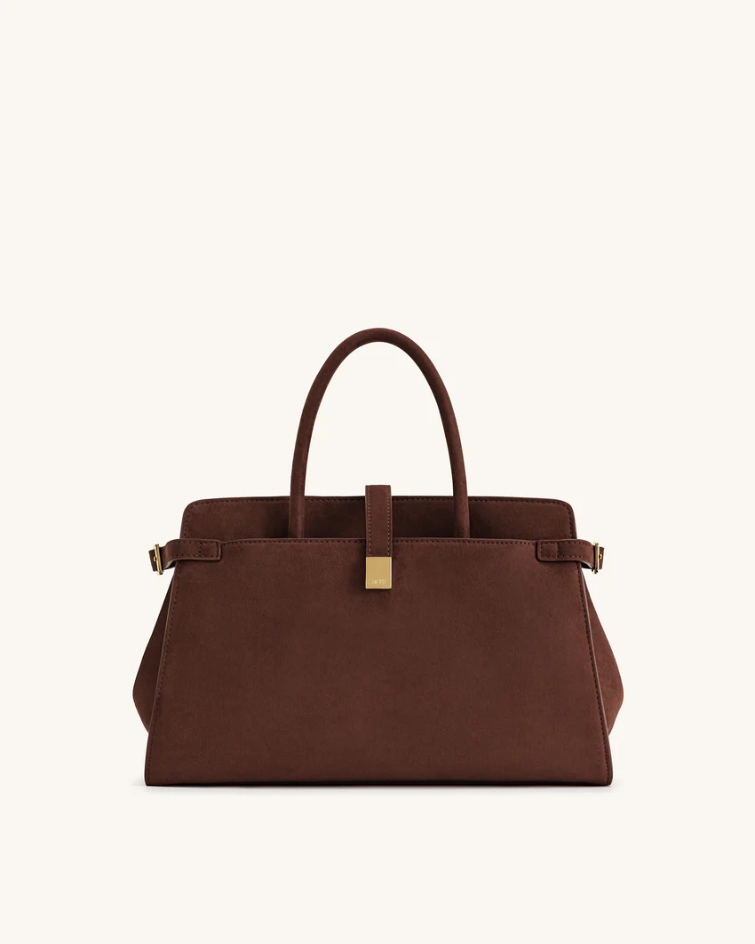 Saige Faux Suede Tote Bag - Brown