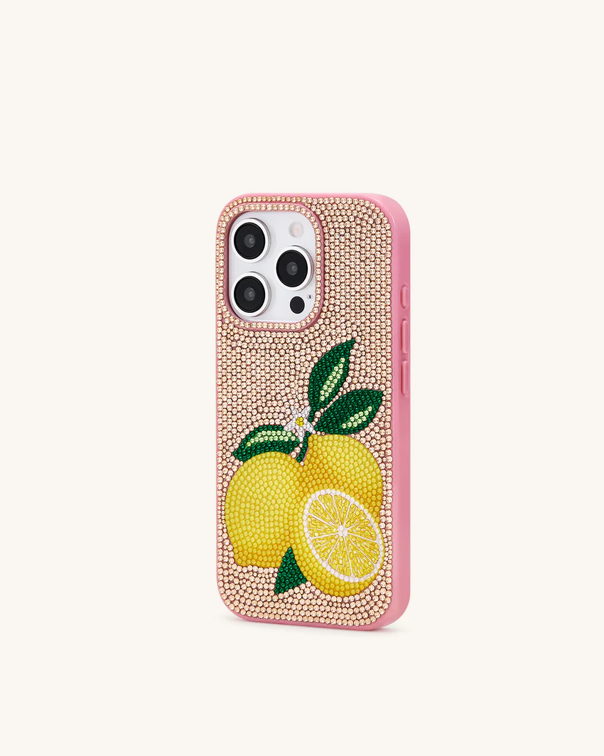 Lemon Artificial Crystal Phone Case - Pink