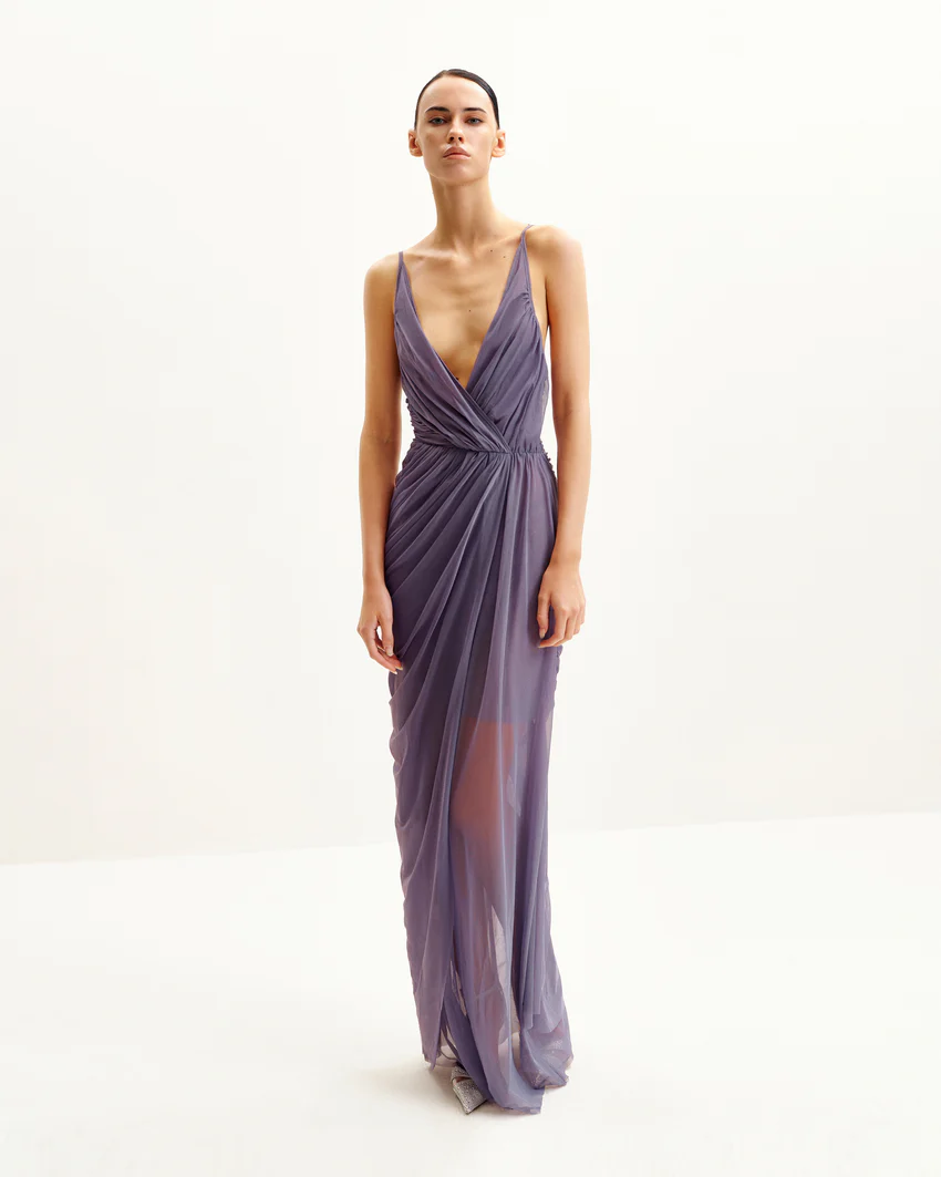 Luna Flowing Mesh Gown - Lavender