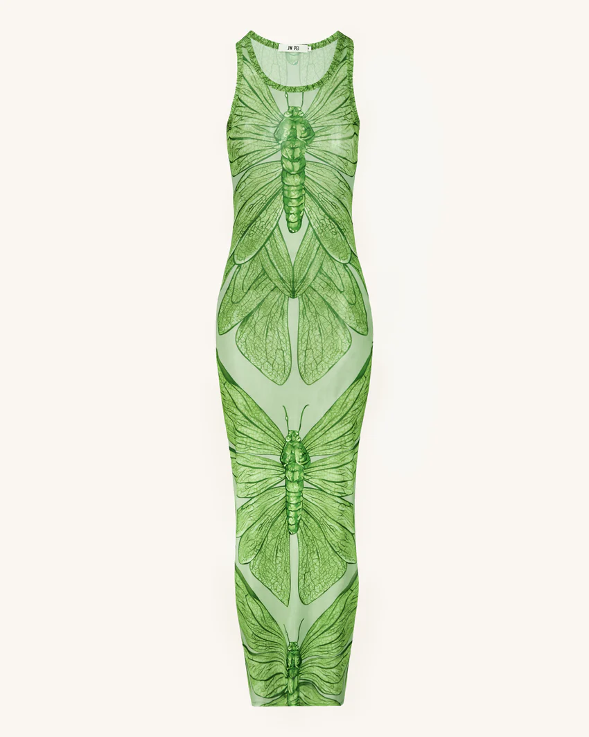 Dragonfly Axis Tank Mesh Dress - Green