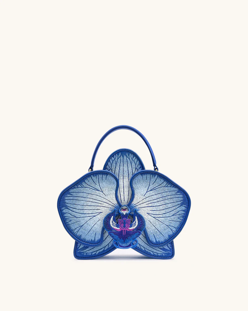 Flora Orchid Shaped Top Hand Bag - Blue