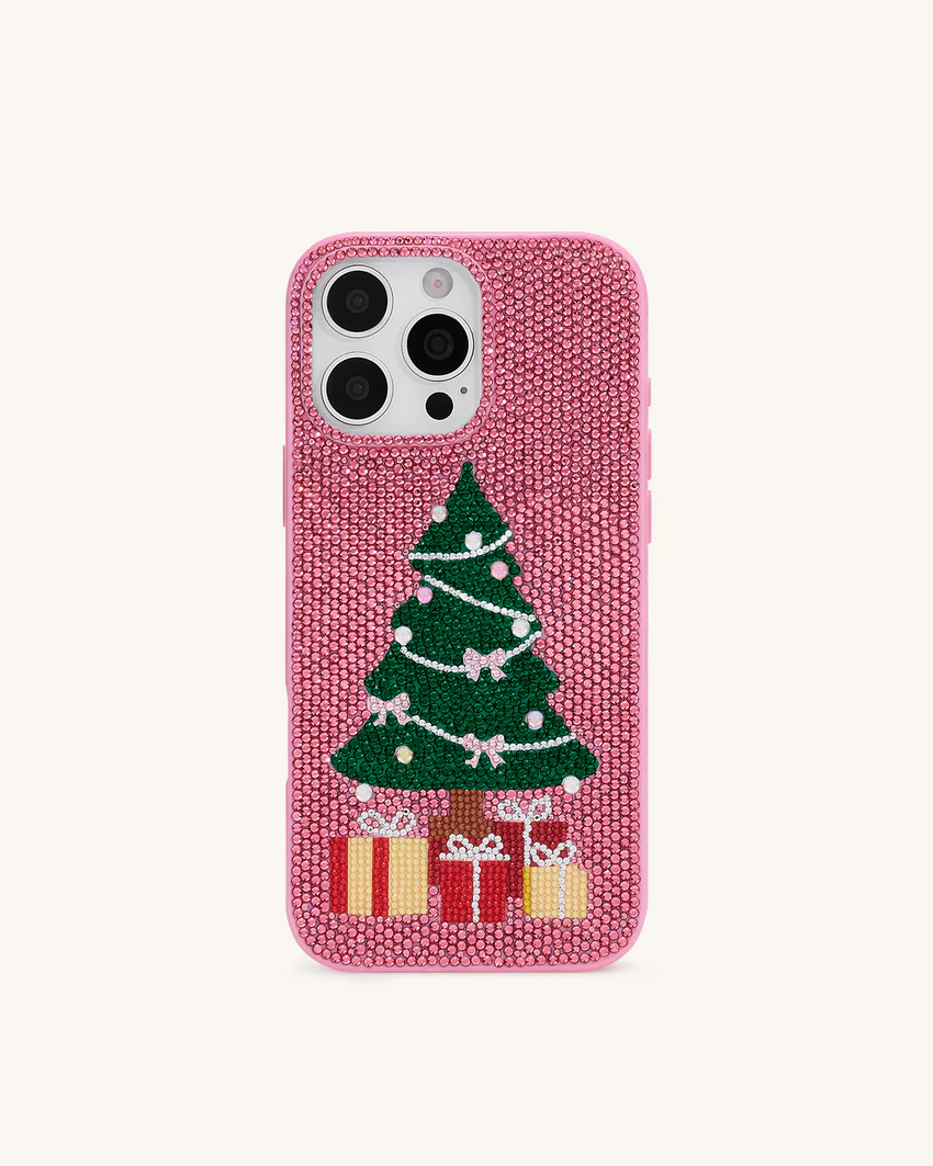 Christmas Tree Bling Phone Case - Pink