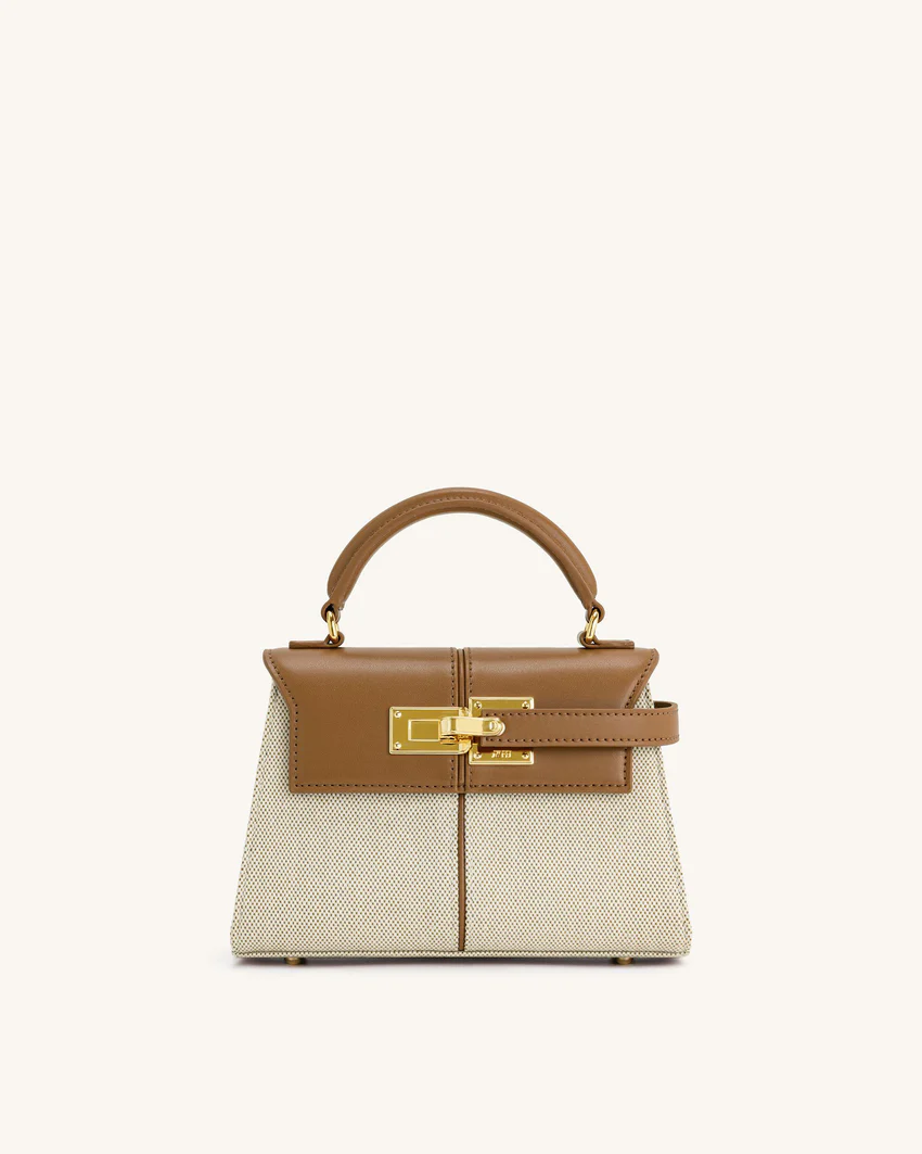 Elise Top Handle Bag - Brown Canvas