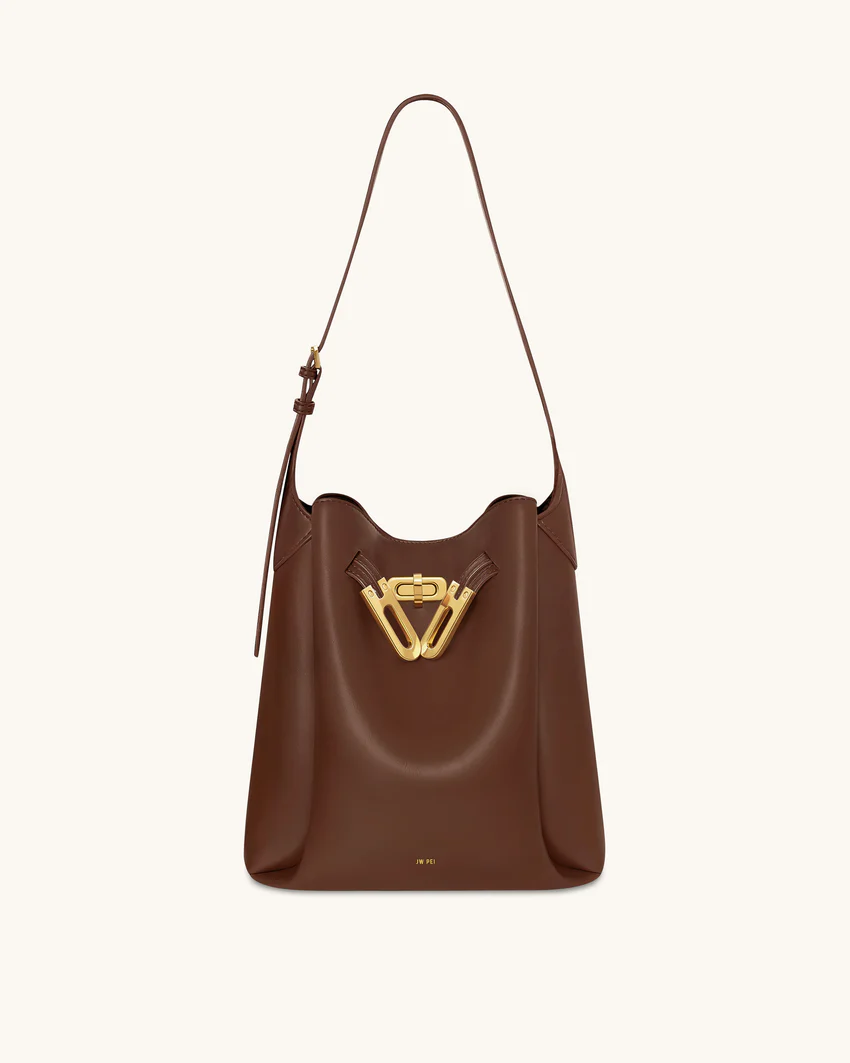 Charlene Double Buckle Hobo Bag - Brown