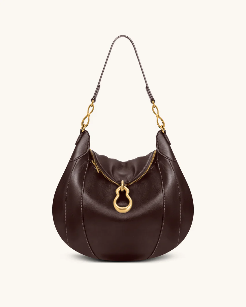Daria Metal Pendant Embellished Shoulder Bag - Dark Brown