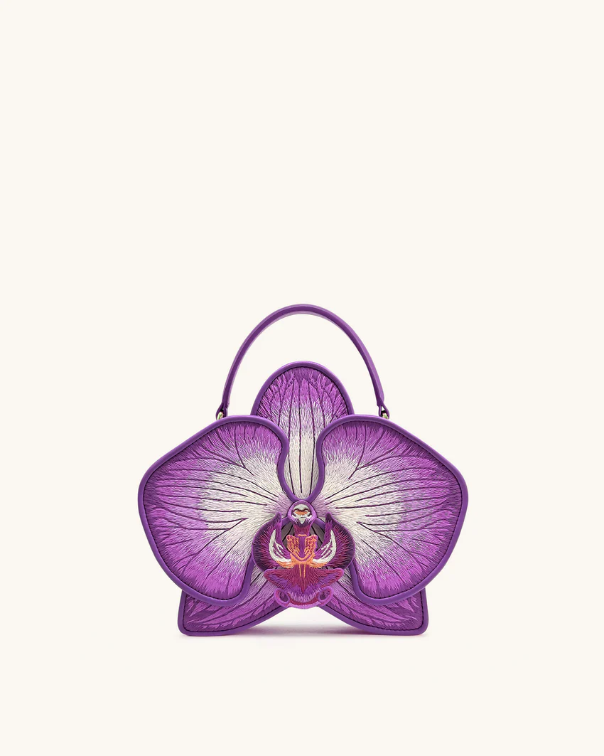 Flora Orchid Shaped Top Hand Bag - Purple