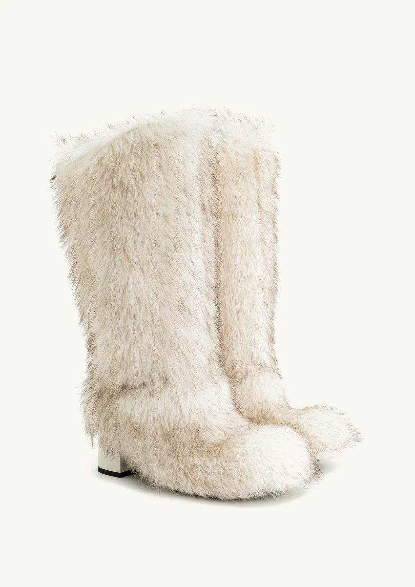 Isabella Slouchy Faux Fur Boots - White