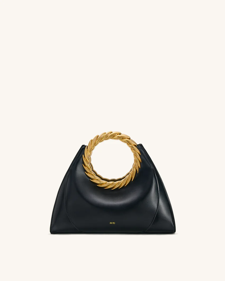 Amiya Leaf Handle Sculpture Bag - Black