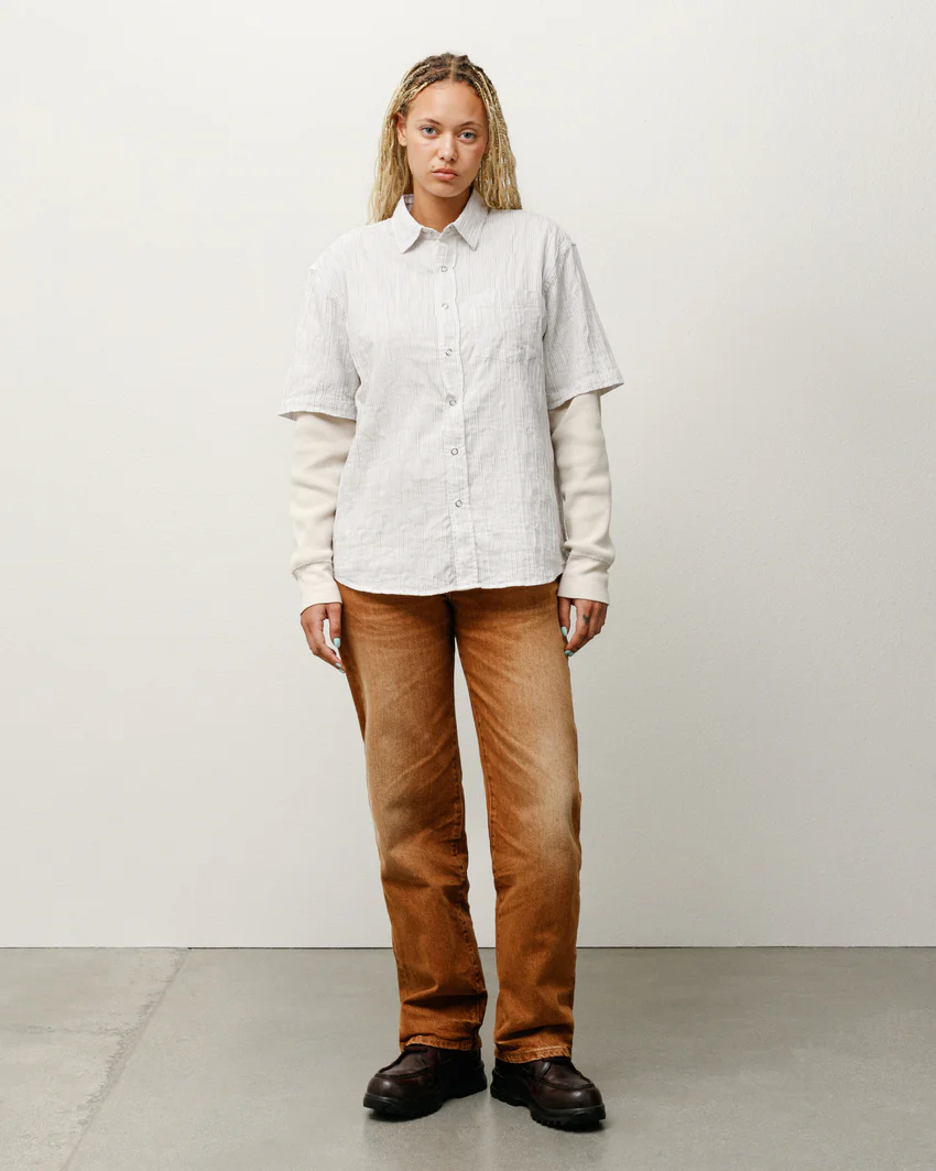 WAVY STRIPED SHORT SLEEVE SHIRT